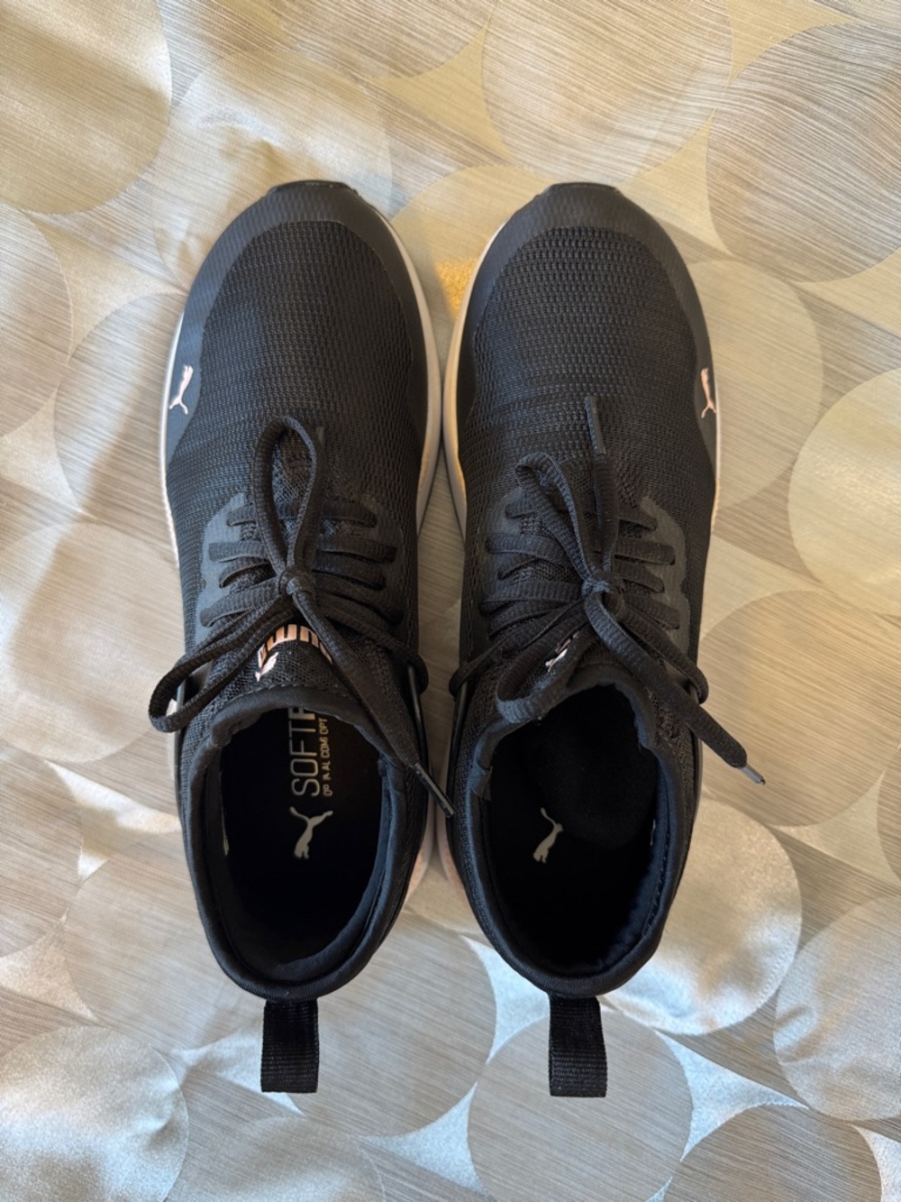 Puma Black Athletic Running Shoes with White Soles